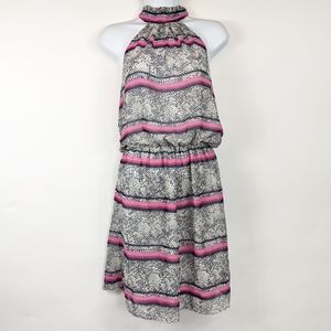 R.89 Pink Blue Striped Semi Sheer Flowy Dress S